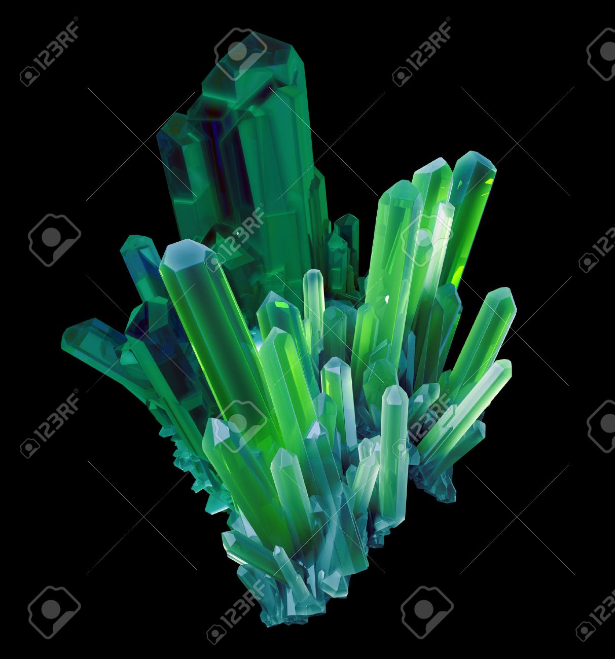 エメラルド グリーンのクリスタル 抽象的な 3 D 宝石イラスト の写真素材 画像素材 Image
