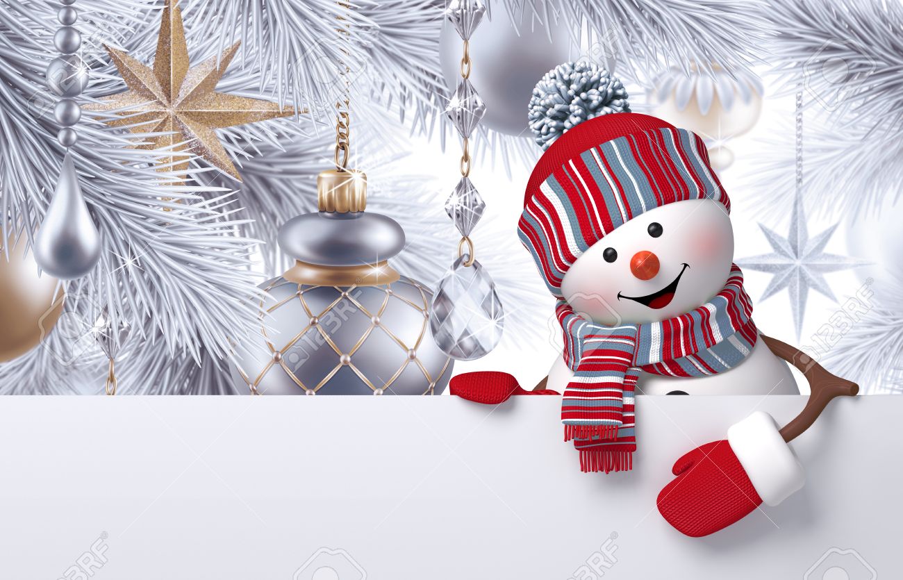 3d Snowman Christmas Tree Hanging Ornaments Greeting Card Template Stock Photo Picture And Royalty Free Image Image
