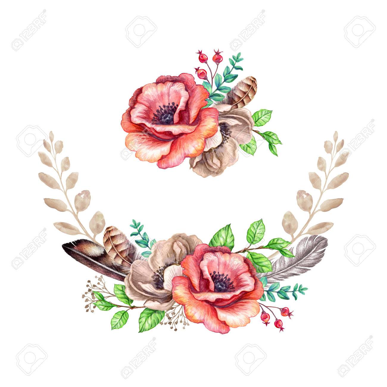 Floral small Thank you card arrow heart watercolor INSTANT download boho tribal rustic background bohemian vintage bouquet 108CMPEX 108CMPGM