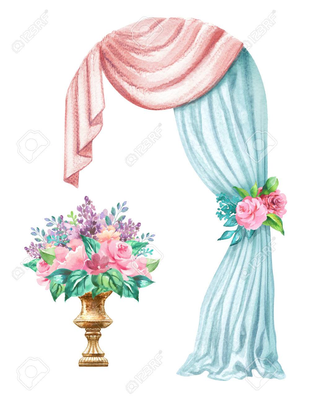 watercolor wedding illustration festive frame decorative arch