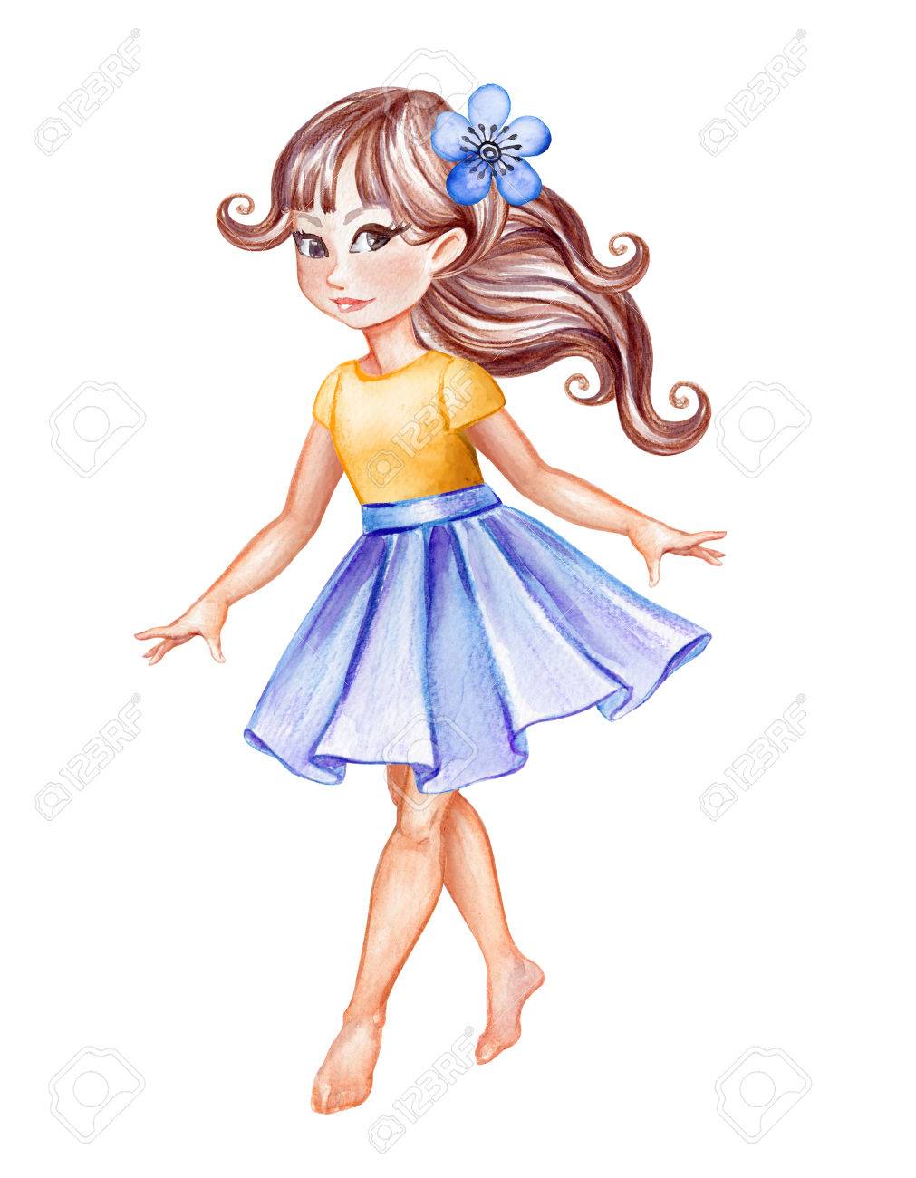 watercolor illustration cute little