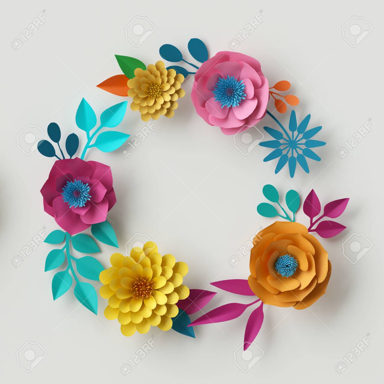 stock illustration paper flower picture frame