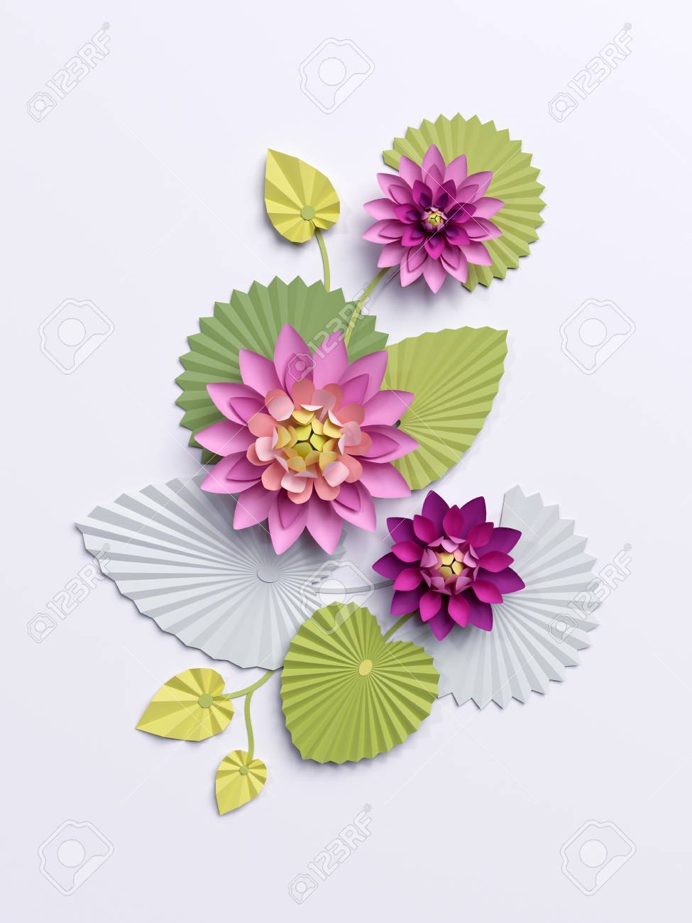 3d Rinden Las Flores De Loto De Papel Decoracion De La Pared