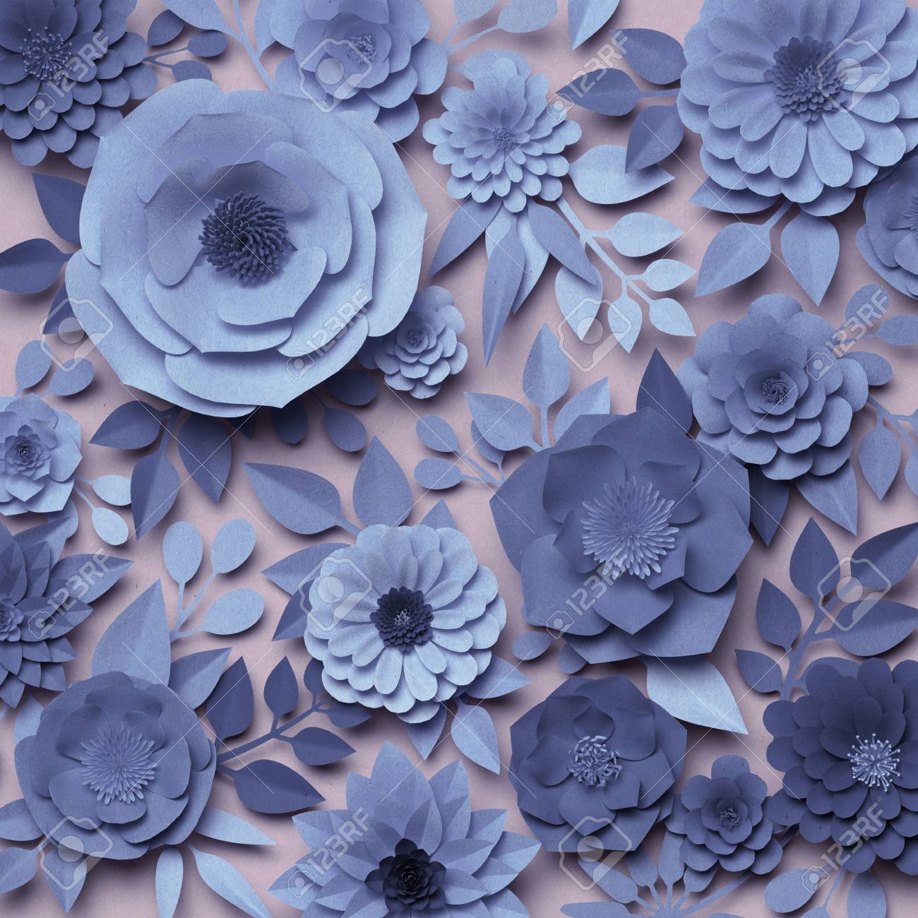 3d render digital illustration paper rose flowers floral decor paper rose flower