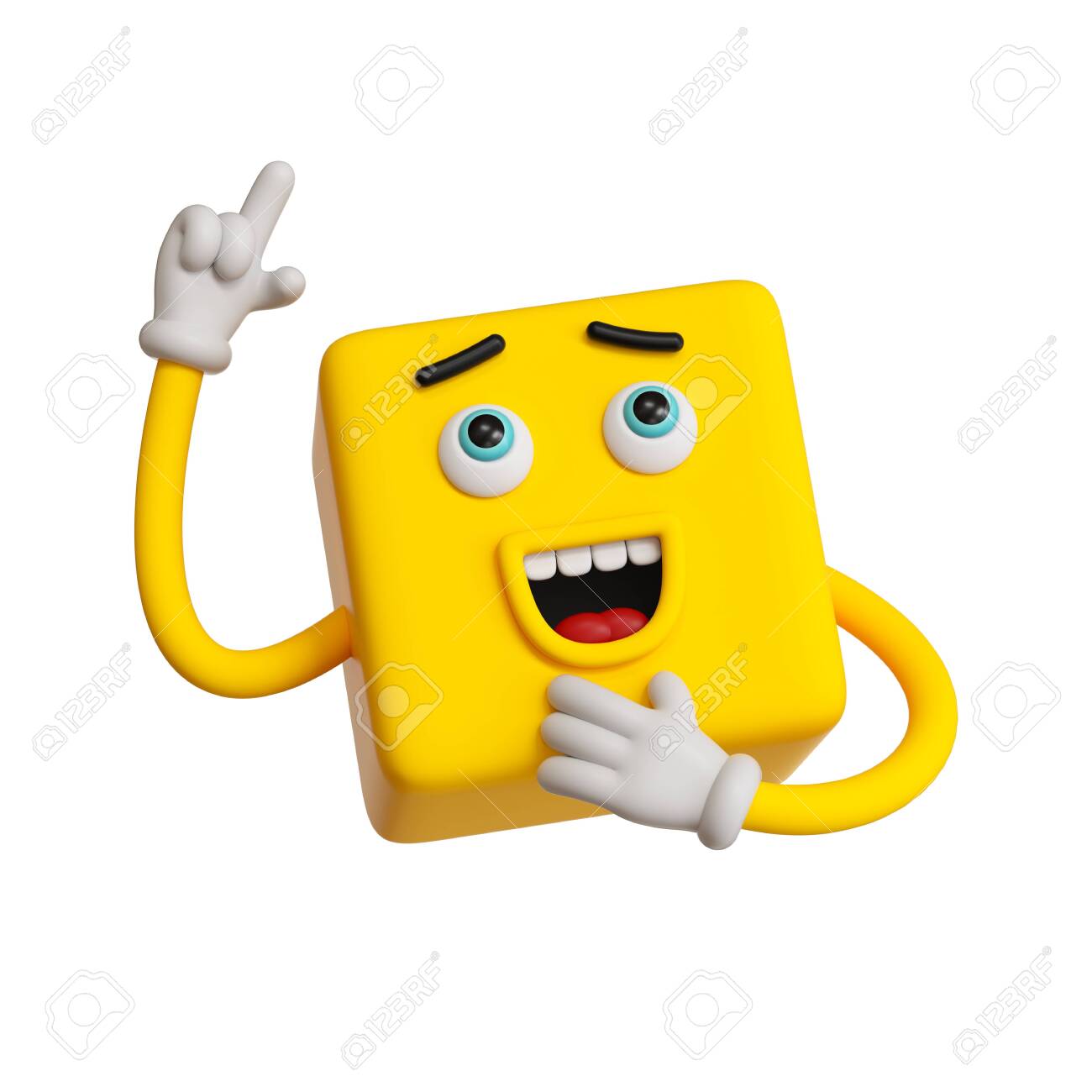 Crazy emoji isolated on white background, silly face emoticon 3d rendering  Stock Illustration