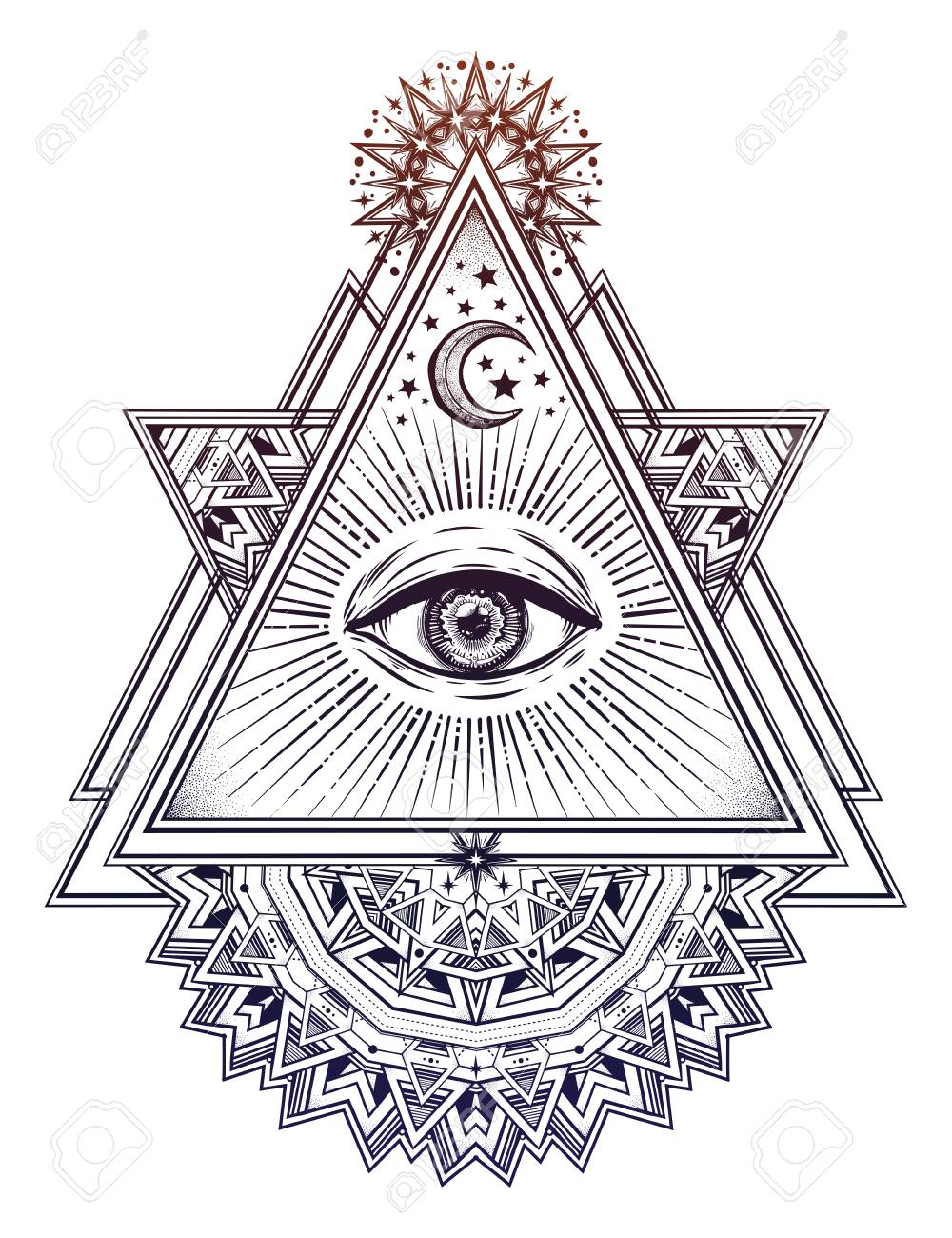 triangle composition with sacred geometry eye royalty free cliparts