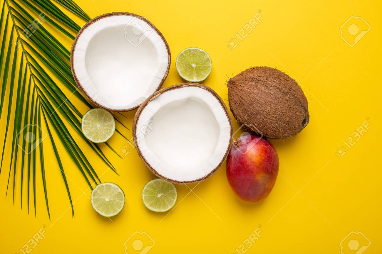 Fruits and palm tree background