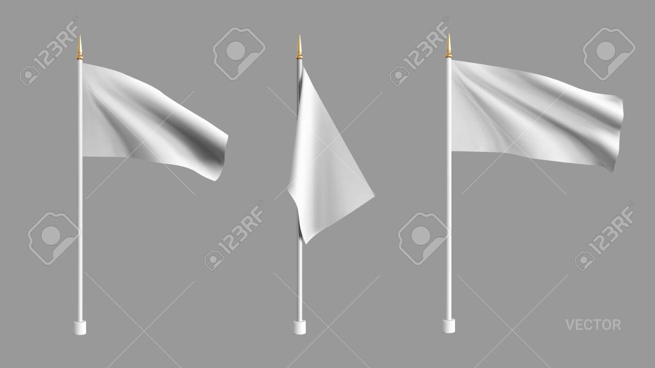 Realistic White Flag Waving In The Wind. Set 3D Advertising Textile Vector  Flags. Template For Products, Advertizing, Web Banners, Leaflets,  Certificates And Postcards. Vector Illustration Royalty Free SVG, Cliparts,  Vectors, and Stock, image size:1300x731