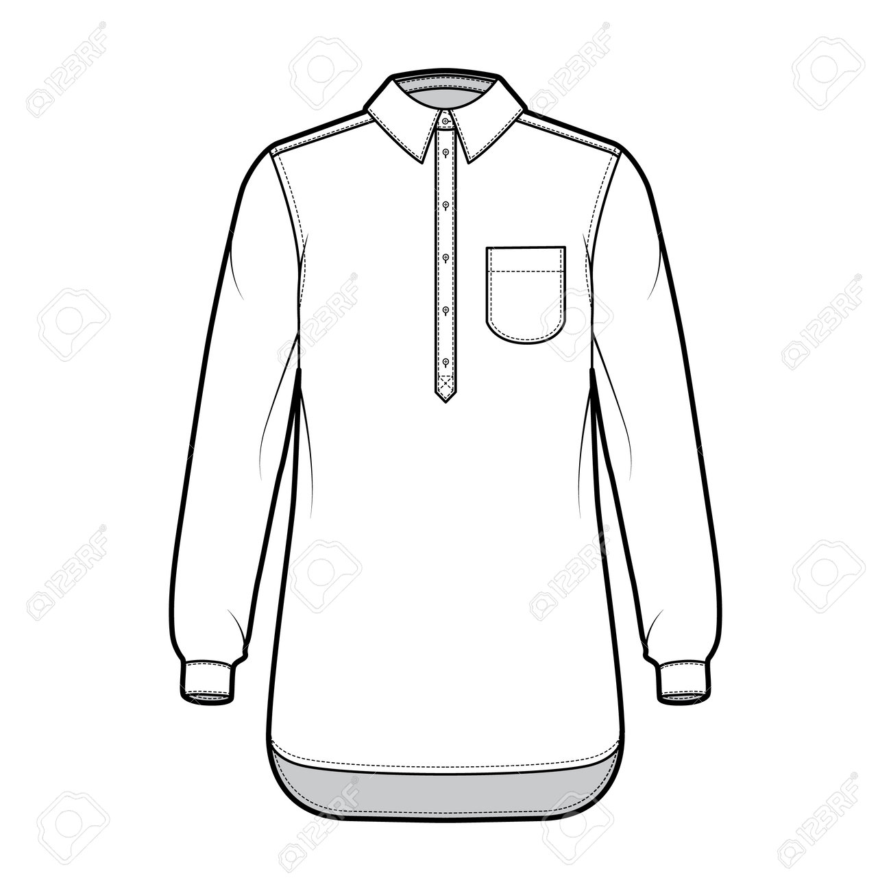 pullover shirt with collar and pocket