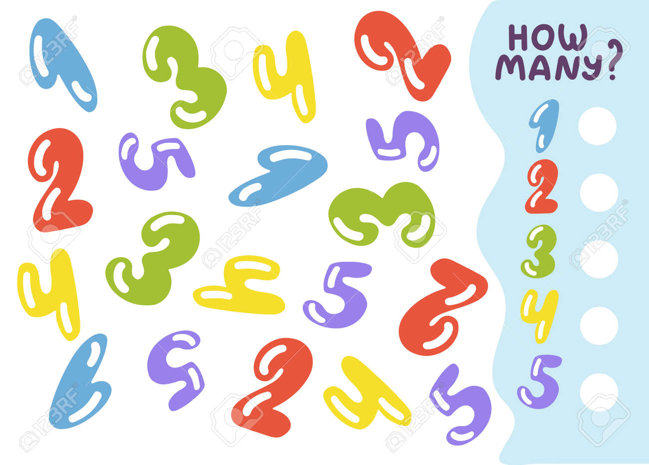 Counting game for preschool kids. Educational math game. Count how many numbers there are and write down the result. Vector illustration in cartoon style - 168911902 Counting game for preschool kids. Educational math game. Count how many numbers there are and write down the result. Vector illustration in cartoon style - 168911902
