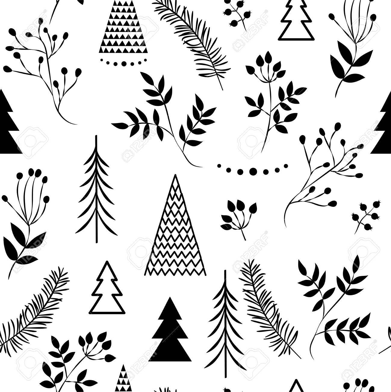 A Set Of Simple Christmas Patterns Color Illustration Of Christmas
