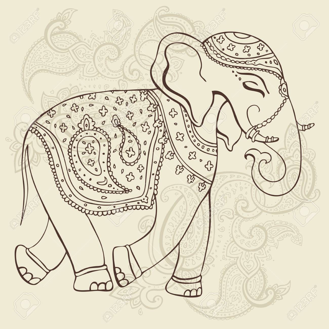 象手描画ベクトル イラスト インド風 のイラスト素材 ベクタ Image