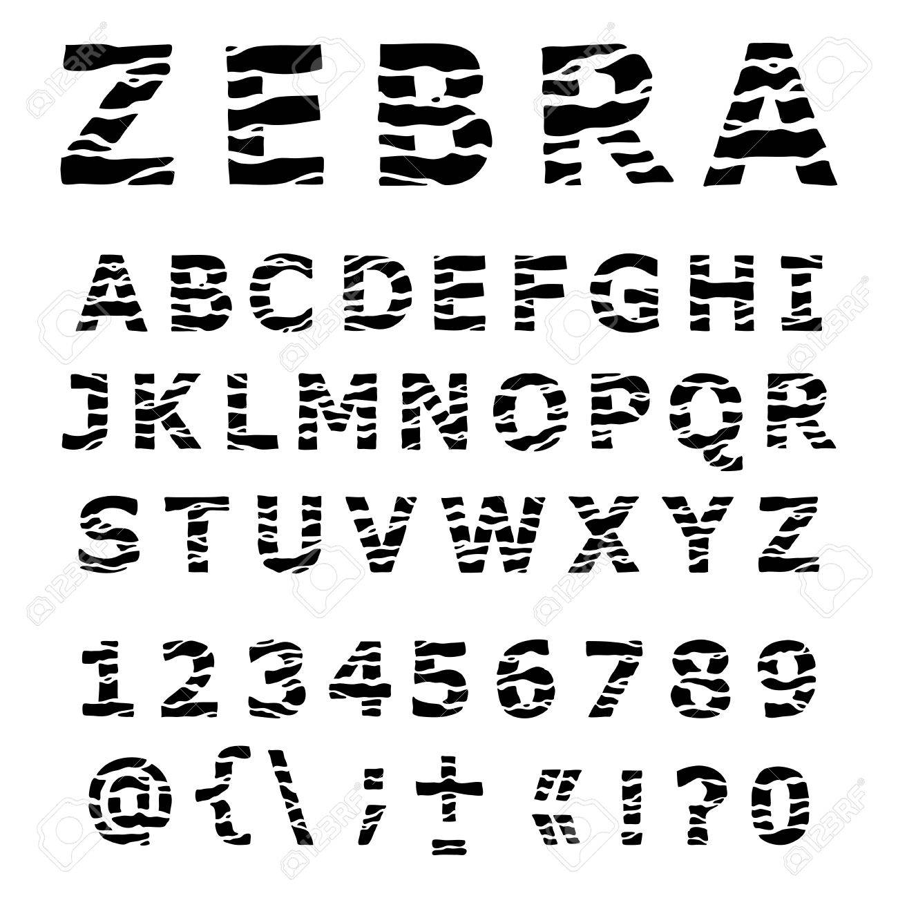 シマウマのアルファベット 手描き ベクター フォントです のイラスト素材 ベクタ Image