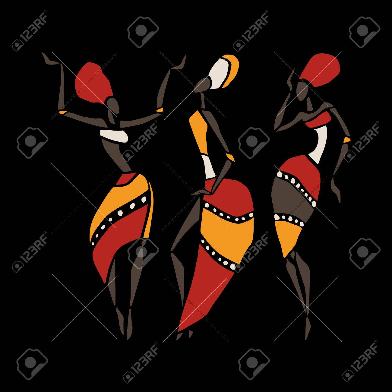 Figures of african dancers. Dancing woman in ethnic style. Vector Illustration. - 42792405 Figures of african dancers. Dancing woman in ethnic style. Vector Illustration. - 42792405