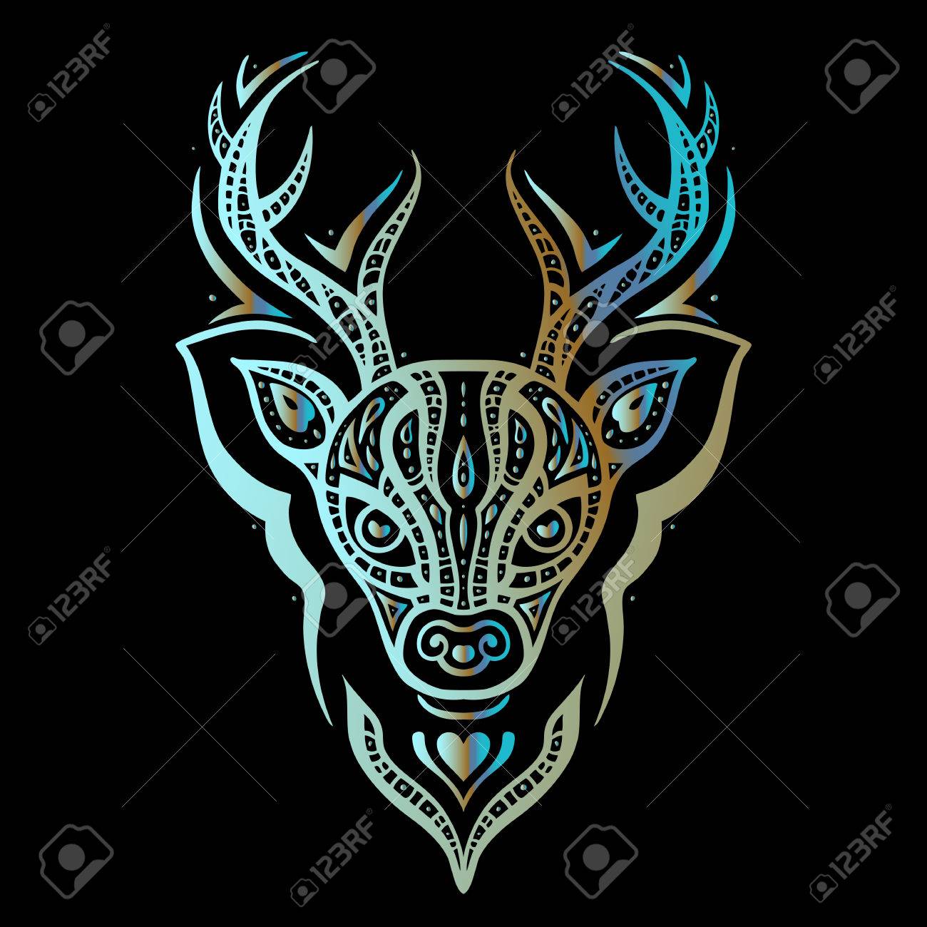 Cabeza De Venado Patron Tribal Del Estilo Del Tatuaje Polinesio