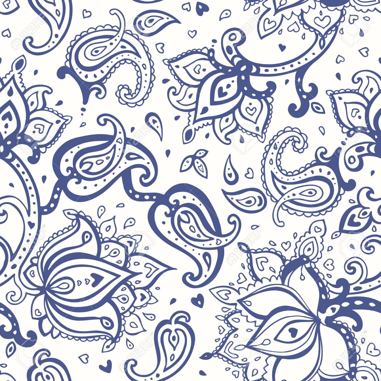Paisley Background Seamless Hand Drawn Pattern Royalty Free Cliparts Vectors And Stock Illustration Image