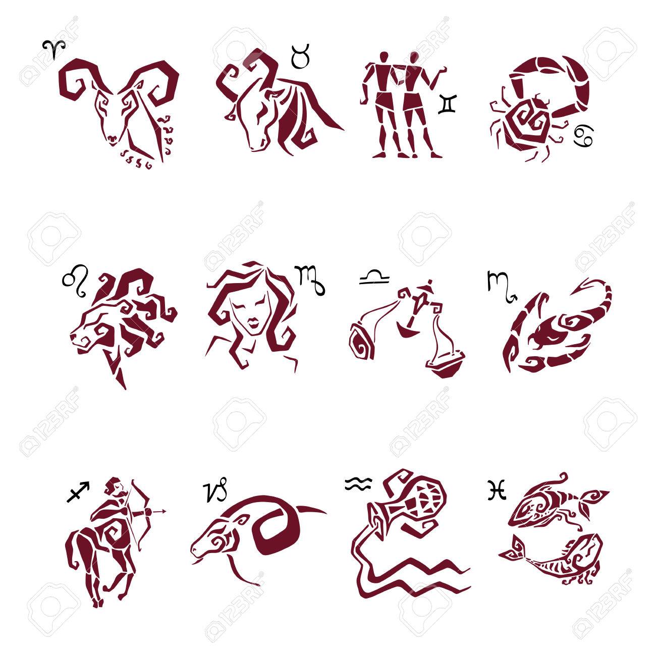 12 星座アイコン 星占い星座星標識します 星占いイラスト のイラスト素材 ベクタ Image