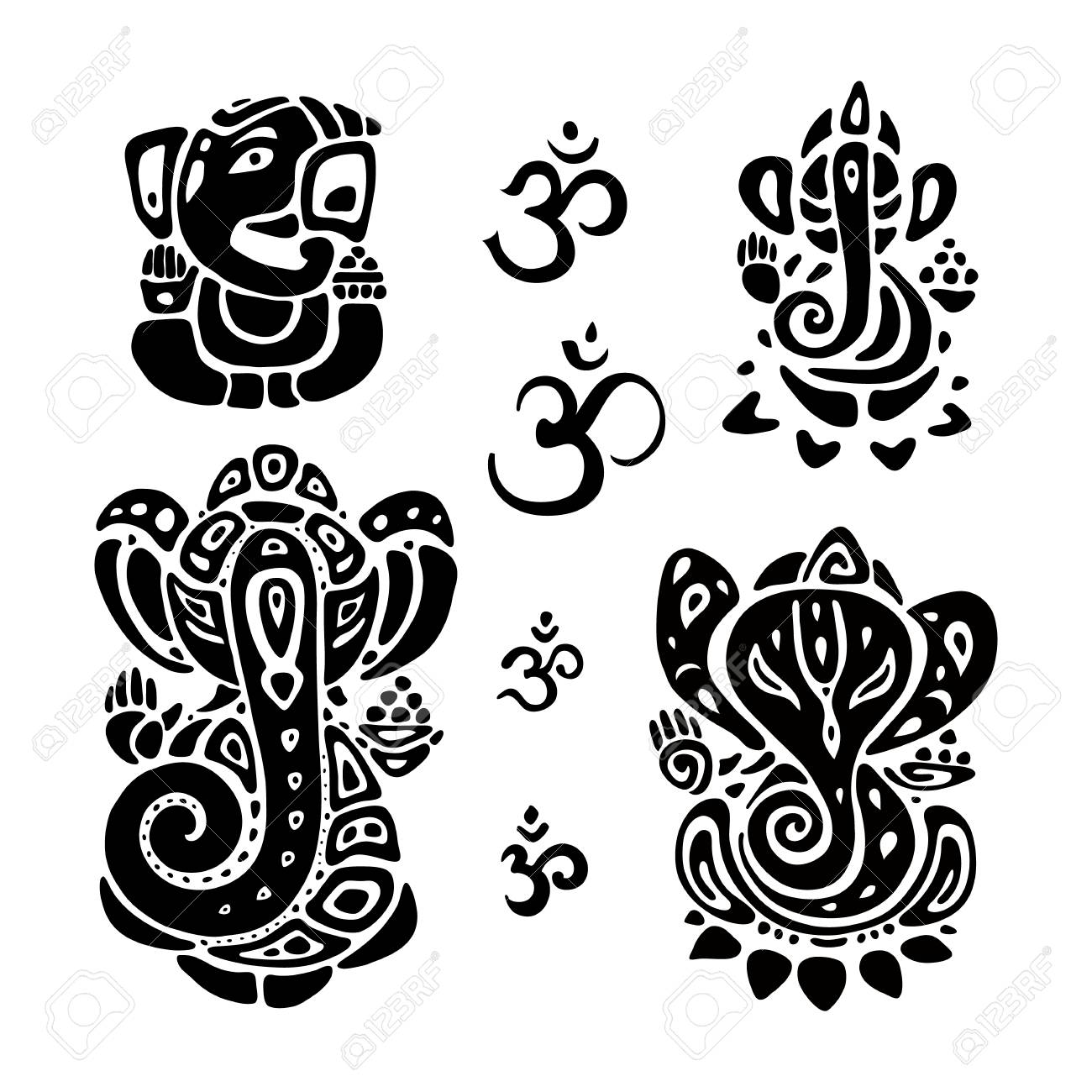 ヒンドゥー教の神ガネーシャ。ガナパティのイラスト素材・ベクター