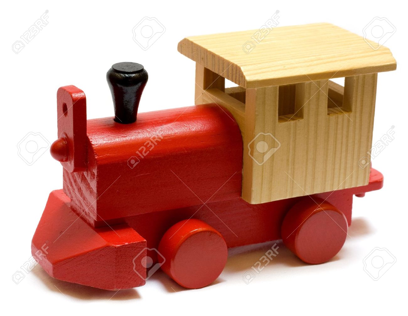 Old Vintage Wooden Toy Train On White 