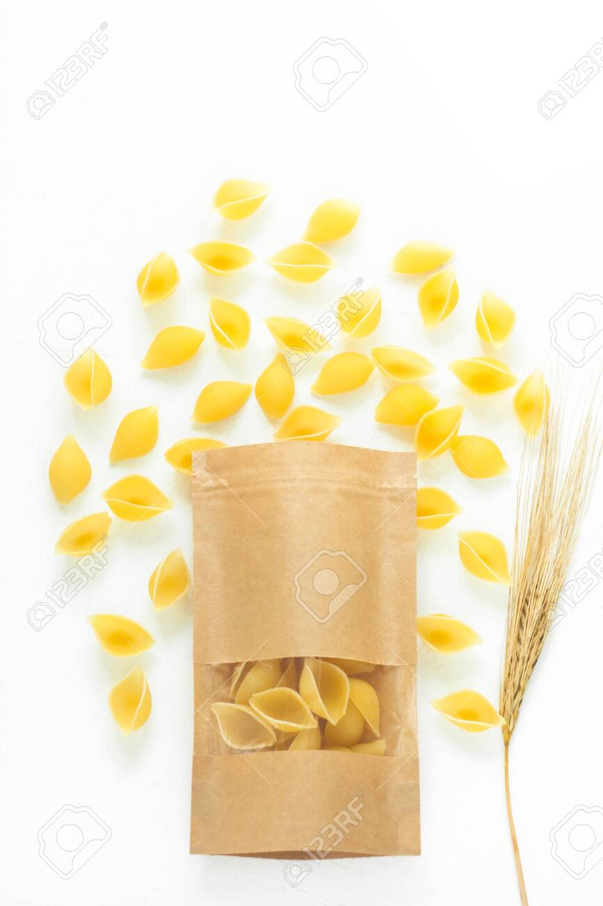 Download Pouch Bag With Pasta Flatlay Top View Packaging With Transparent Stock Photo Picture And Royalty Free Image Image 132956993