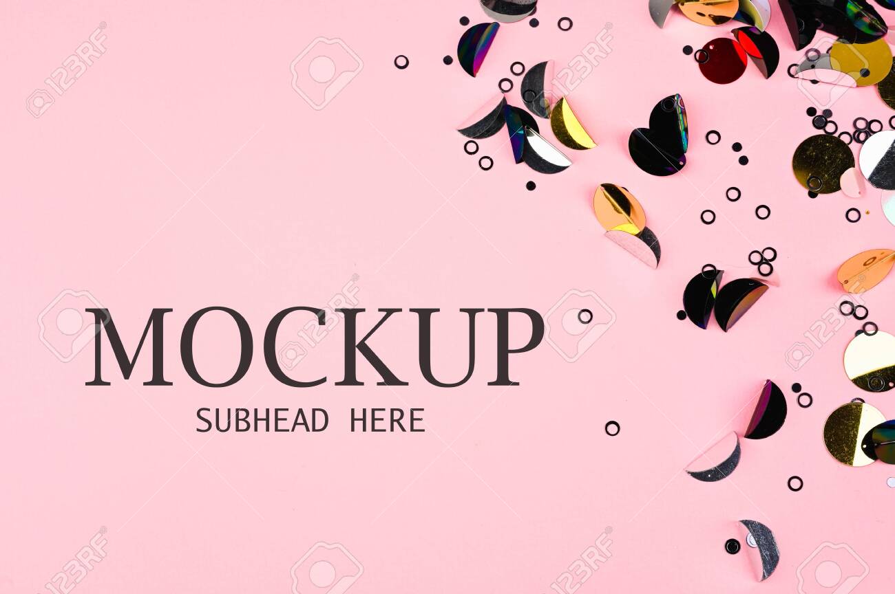 Download Confetti Mockup On Pink Background Stock Photo Picture And Royalty Free Image Image 150362756