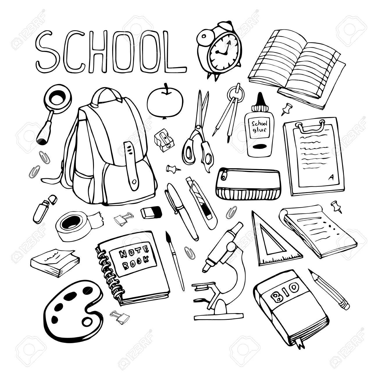 Back to School & School Supplies Among Us Characters I Hand Drawn Doodles