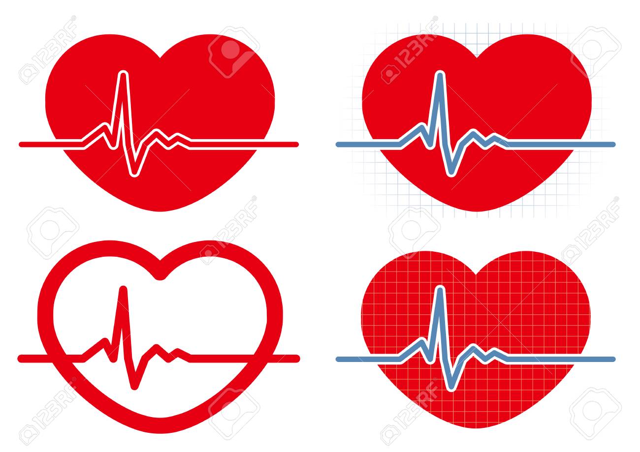 4 種類の心拍数アイコン のイラスト素材 ベクタ Image