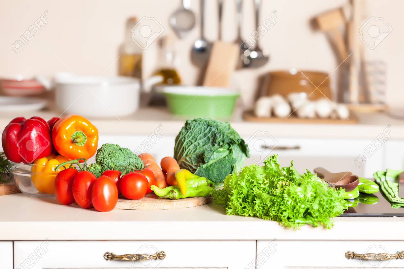 healthy foods are on the table in home kitchen - 32091316 healthy foods are on the table in home kitchen - 32091316