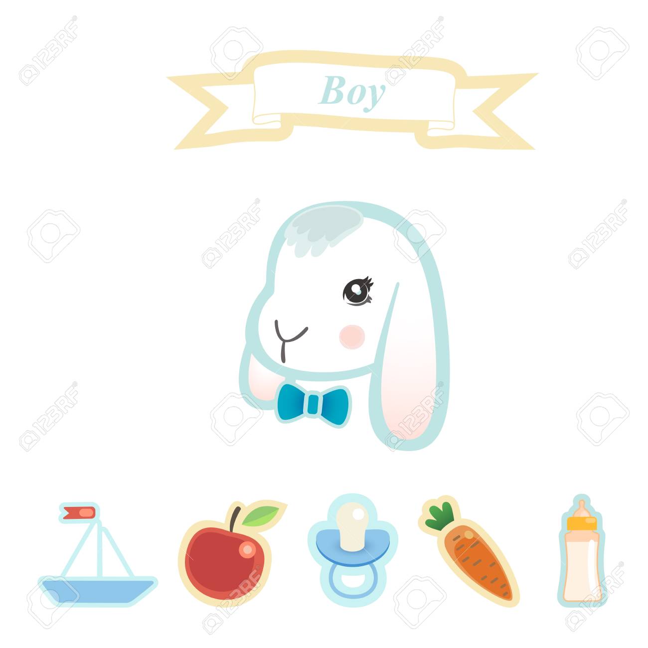 newborn baby greeting card template poster with cute sweet