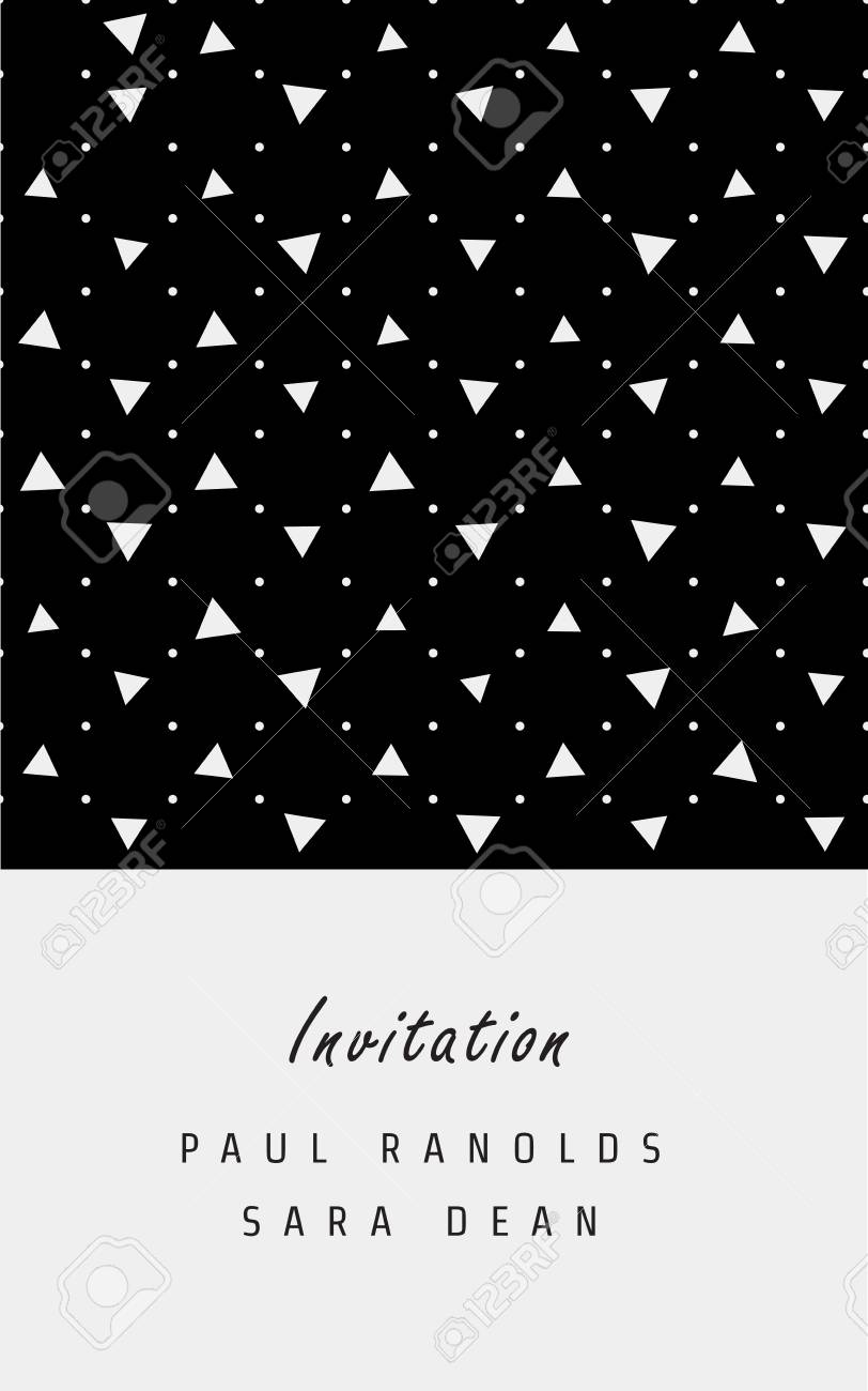 Vettore Invito Carta O Un Biglietto I Modelli Di Pattern Geometrici In Bianco E Nero Ideale Per Save The Date Biglietti Data Dellanniversario