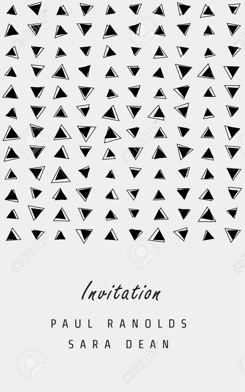 ベクトルの招待カードやチケット 白黒の幾何学模様のテンプレート 日付 チケット 記念日 誕生日カード 招待状に最適です のイラスト素材 ベクタ Image