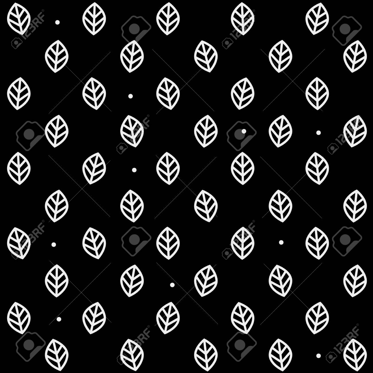 リーフ パターン白黒シンプル最小限のイラスト素材 ベクタ Image