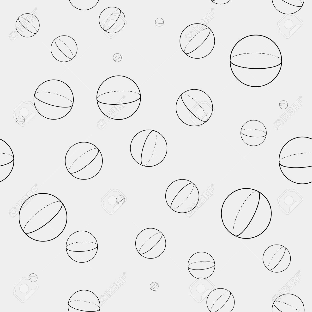 球体形状の幾何学的なシームレスな単純な白黒ミニマルなパターン のイラスト素材 ベクタ Image