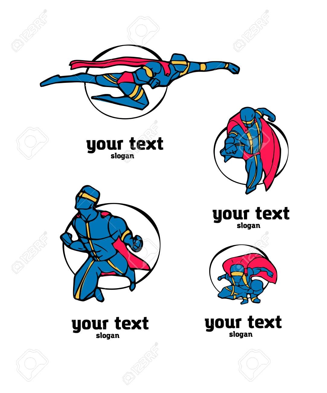 set of superhero characters colored illustration in comics cartoon