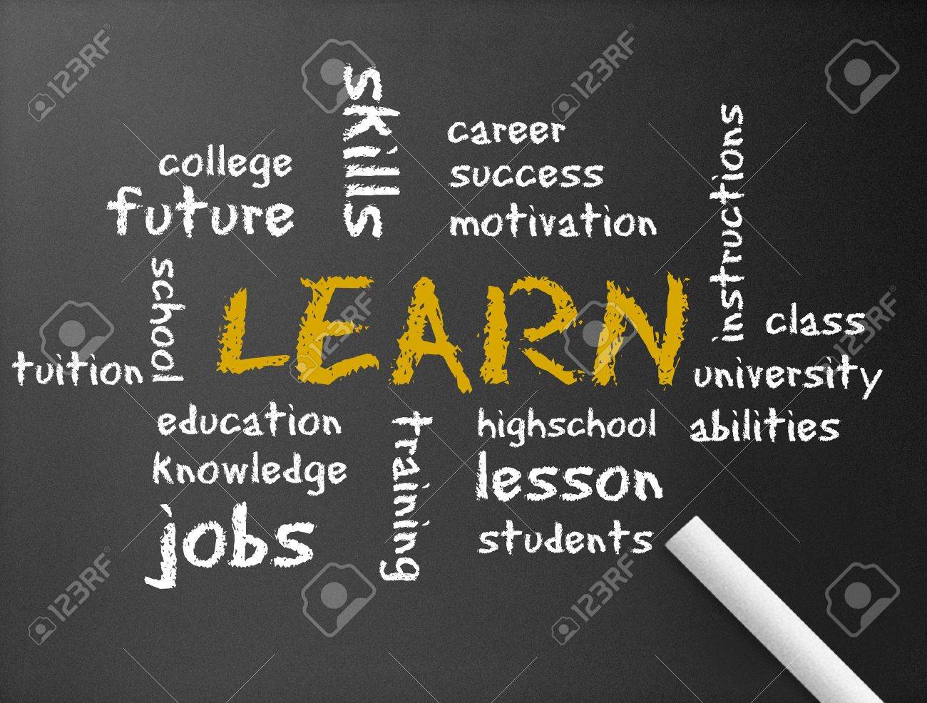 言葉と暗い黒板の図について説明します の写真素材 画像素材 Image