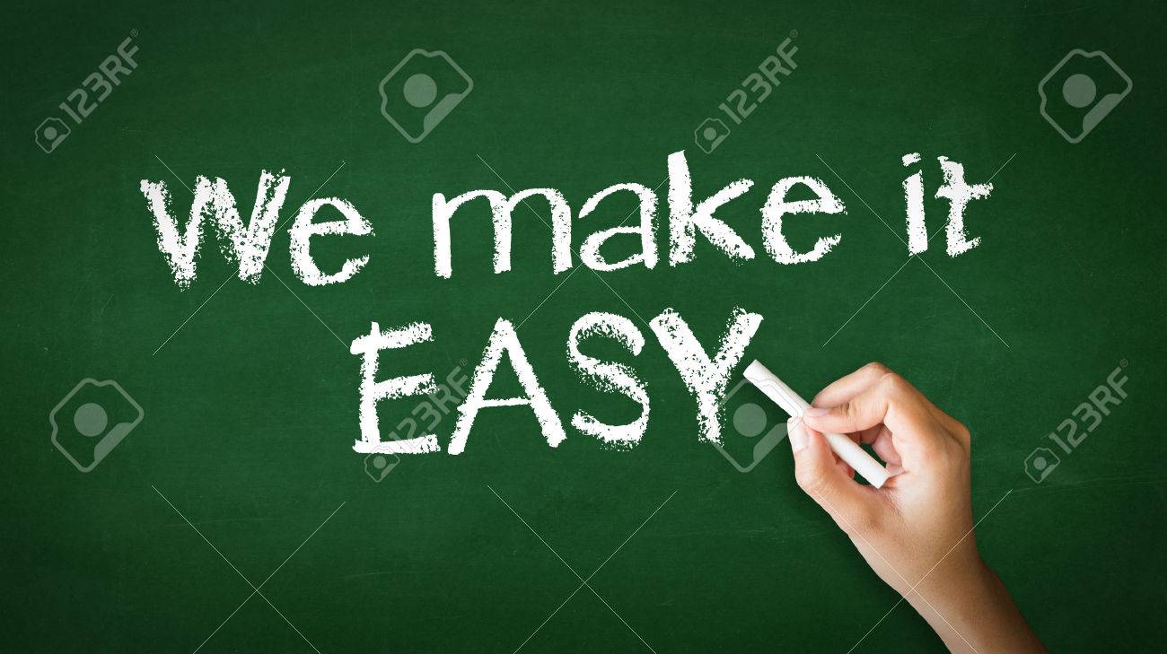 A person drawing and pointing at a We make it easy Chalk Illustration - 25604276 A person drawing and pointing at a We make it easy Chalk Illustration - 25604276
