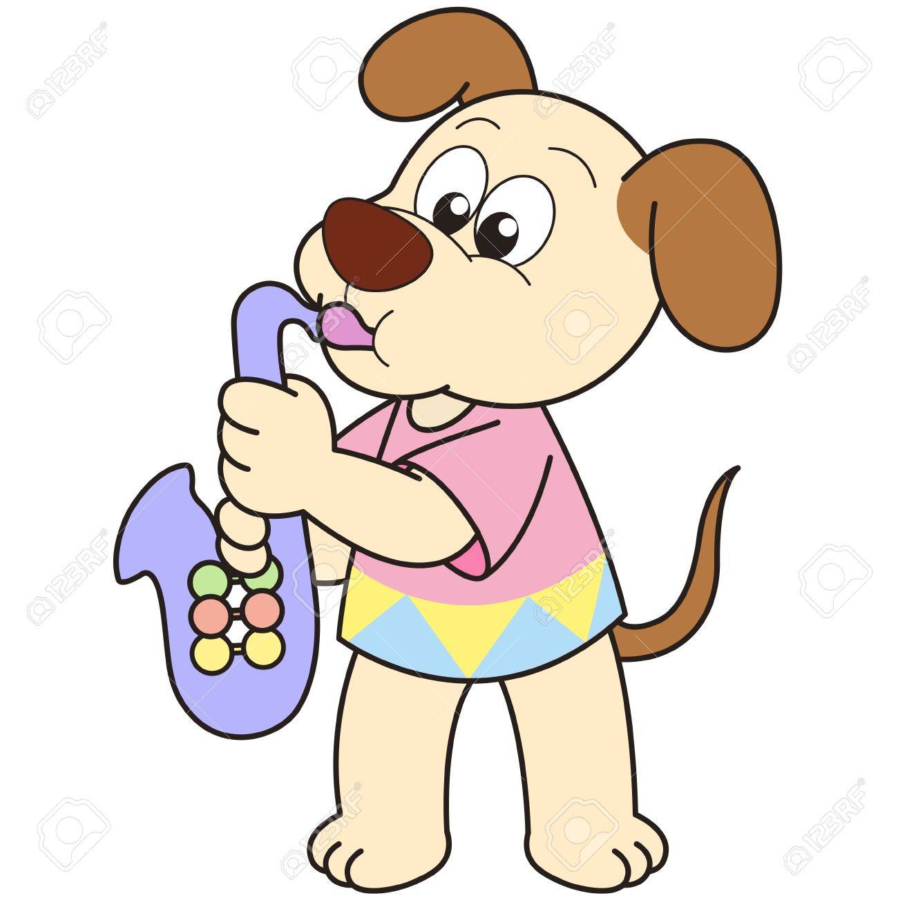 cartoon dog playing a saxophone stock vector 18589281