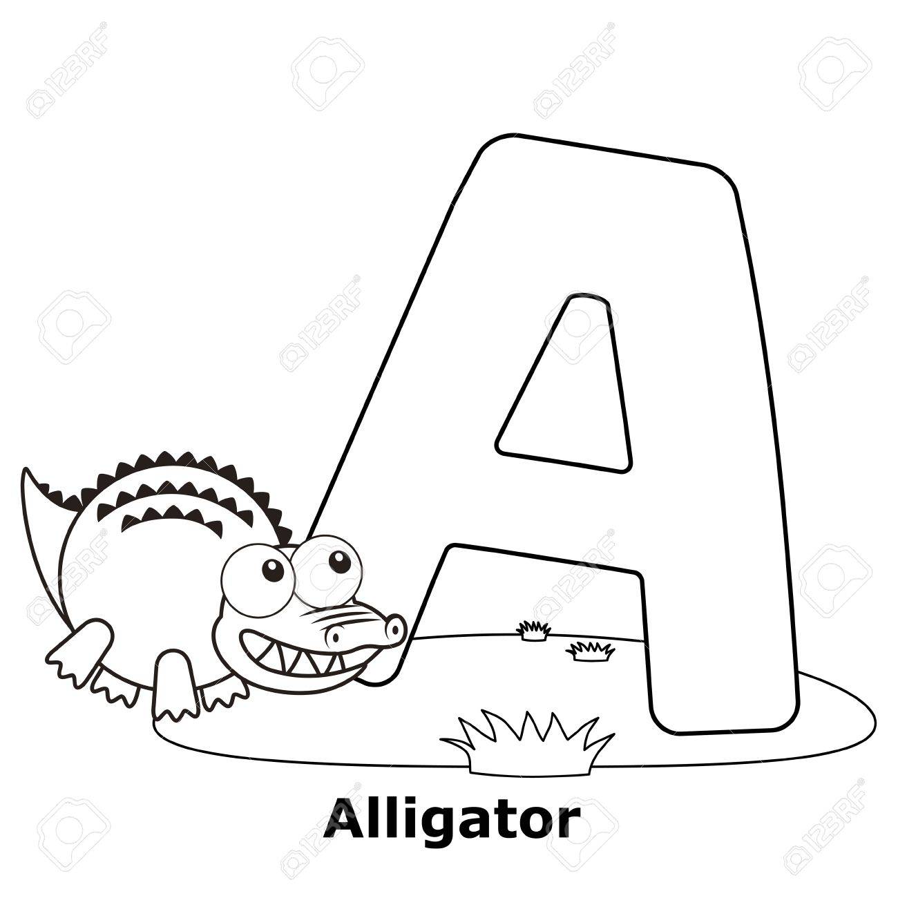 アルファベットのワニと子供のためのぬりえ のイラスト素材 ベクタ Image 20335661