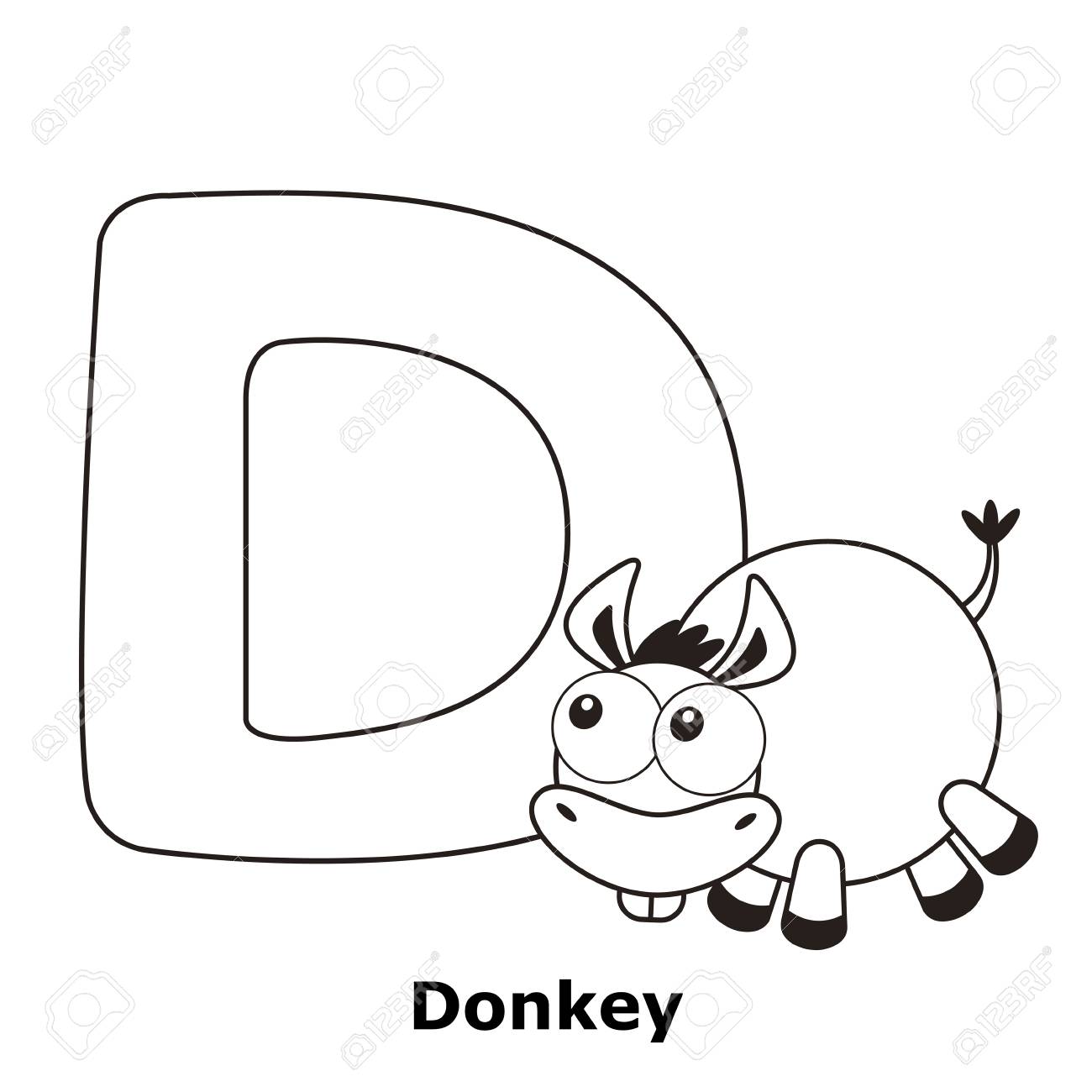 ロバと D の子供のためのアルファベットのぬりえ のイラスト素材 ベクタ Image 20335653