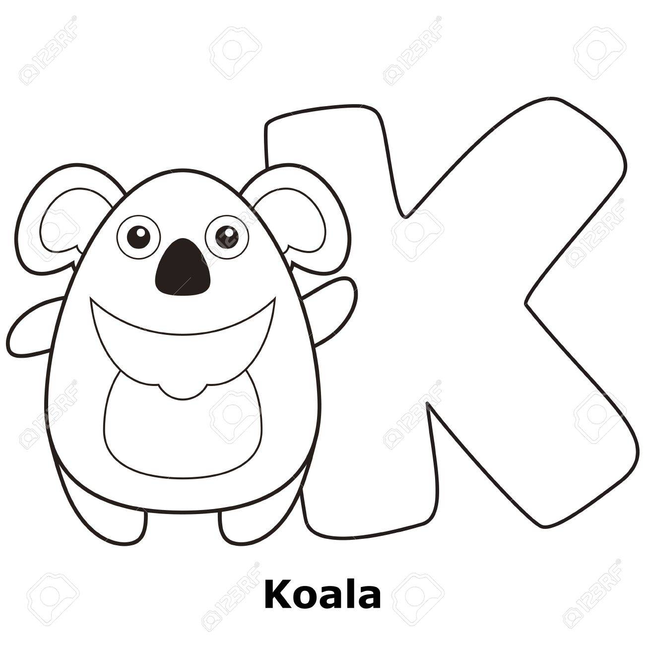コアラと K の子供のためのアルファベットのぬりえ のイラスト素材 ベクタ Image 20416629