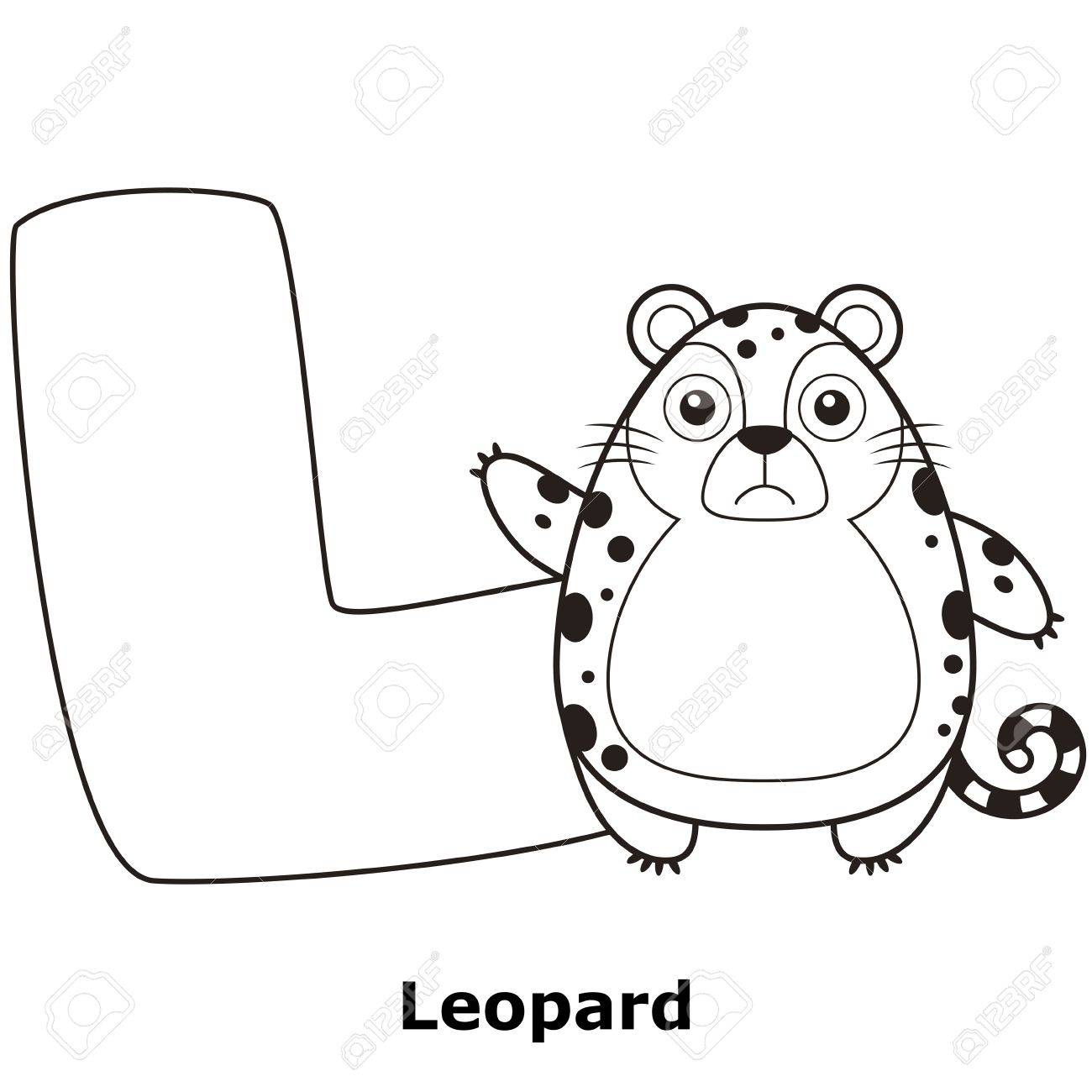 ヒョウと L の子供のためのアルファベットのぬりえ のイラスト素材 ベクタ Image 20402042