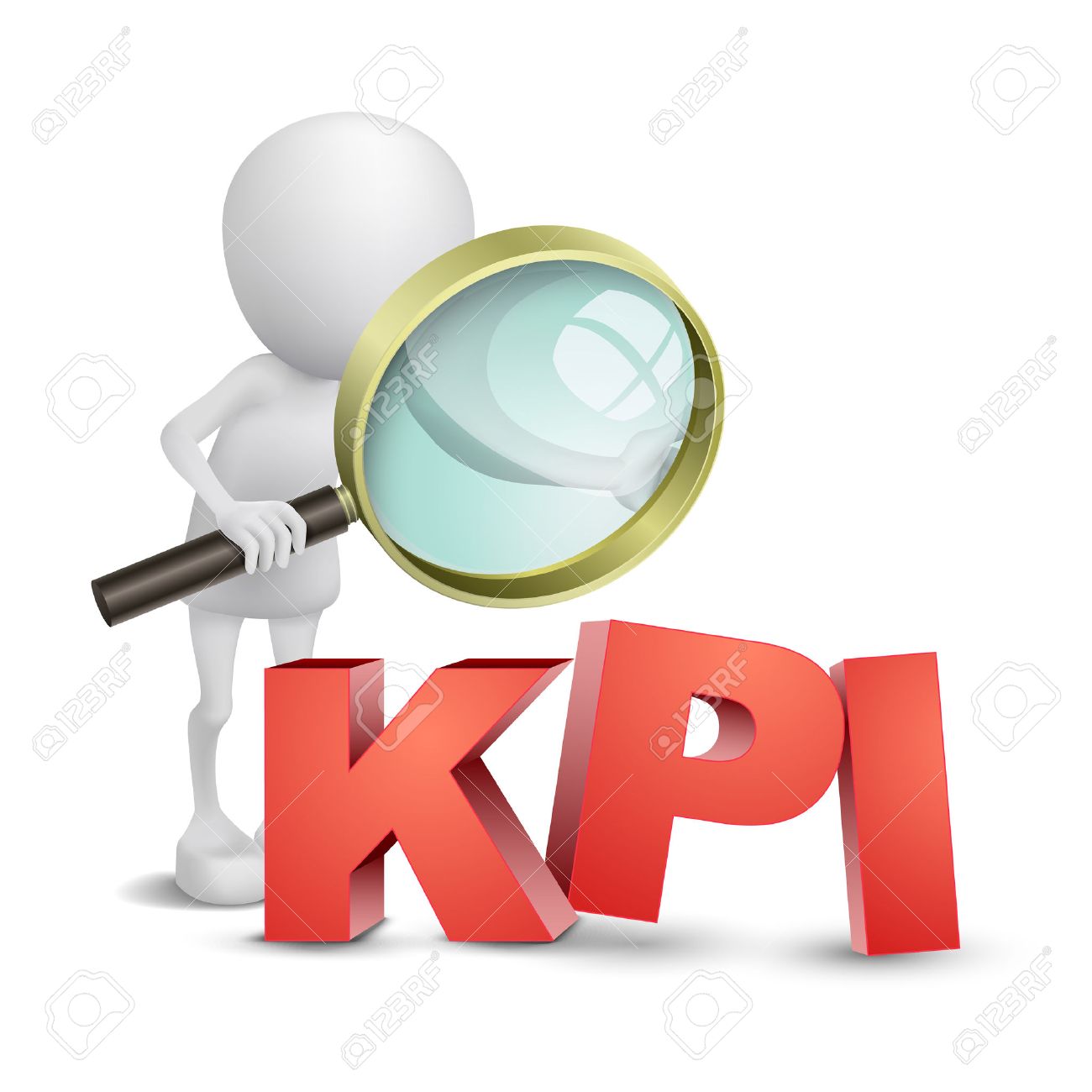 虫眼鏡と kpi と 3 d の人 ロイヤリティフリークリップアート ベクター
