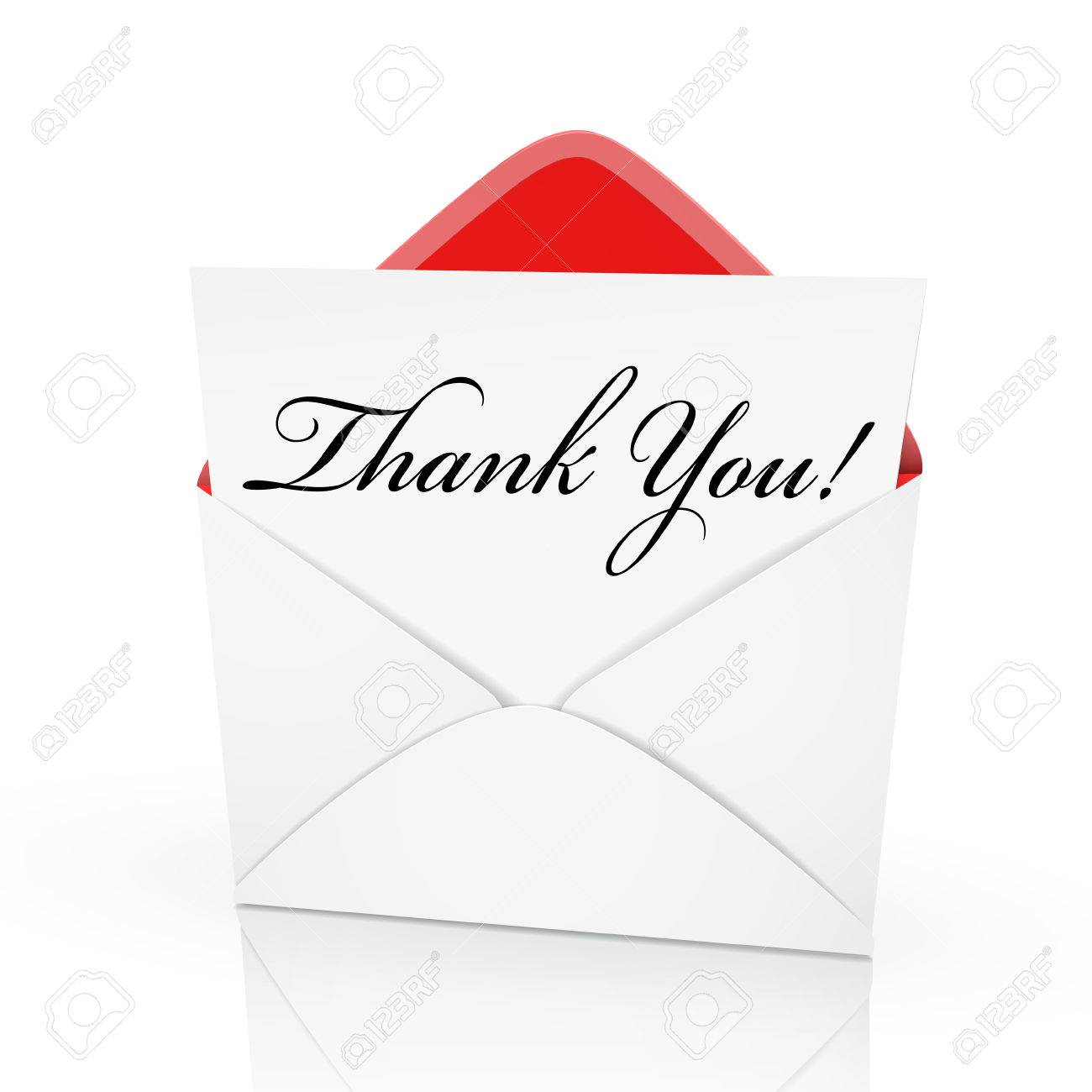 the words thank you on a card in an envelope stock vector 30689738