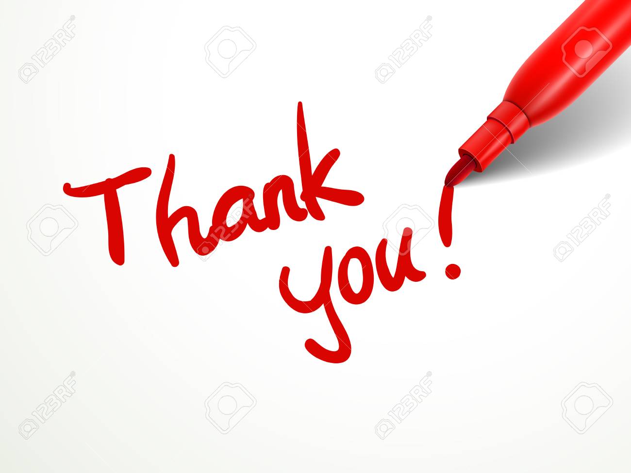 ドキュメントのありがとうを書いて赤ペンの外観をクローズ アップ のイラスト素材 ベクタ Image