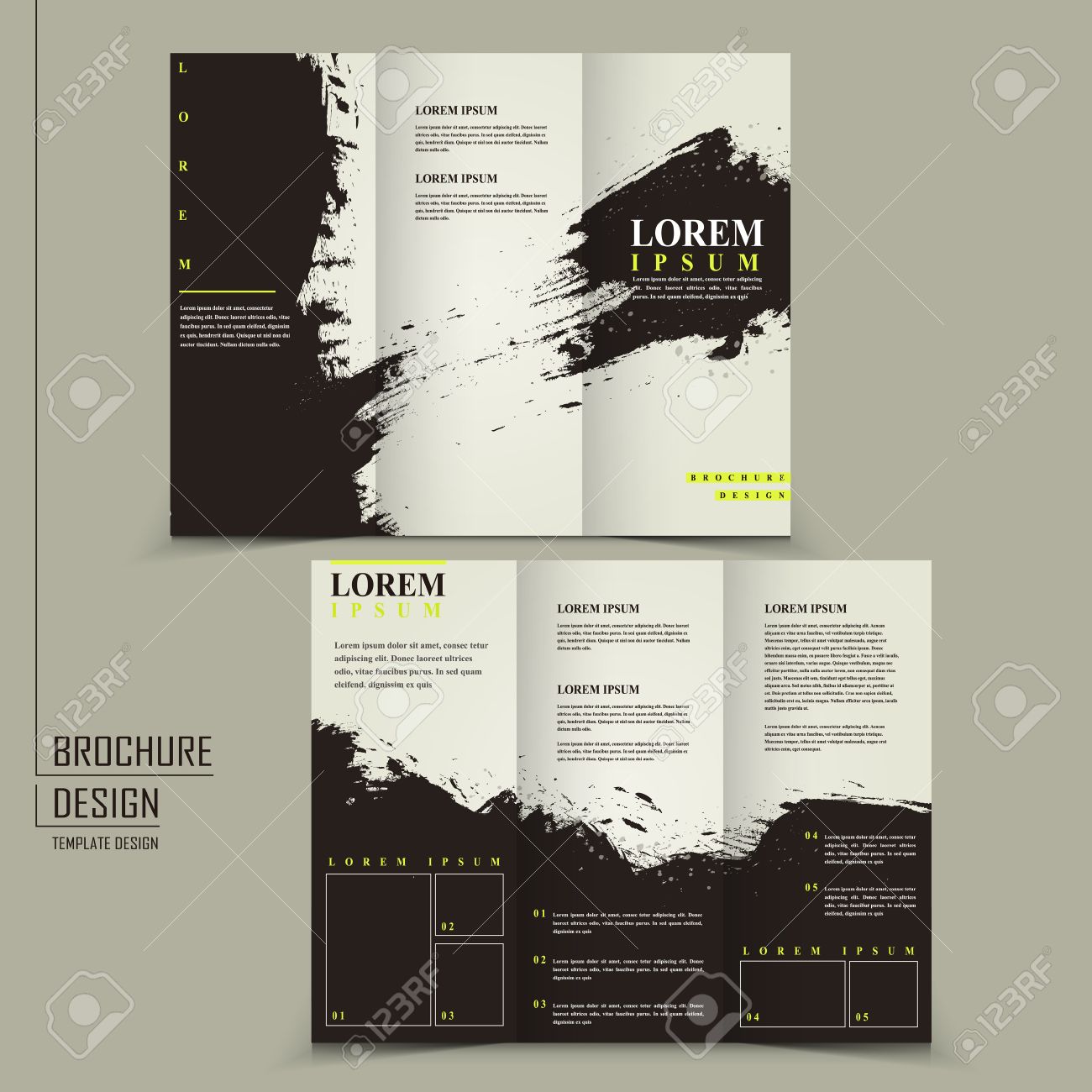 abstract chinese calligraphy design for tri fold brochure template