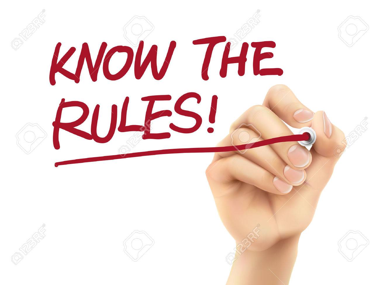 know the rules words written by 3d hand over white background - 33078955 know the rules words written by 3d hand over white background - 33078955