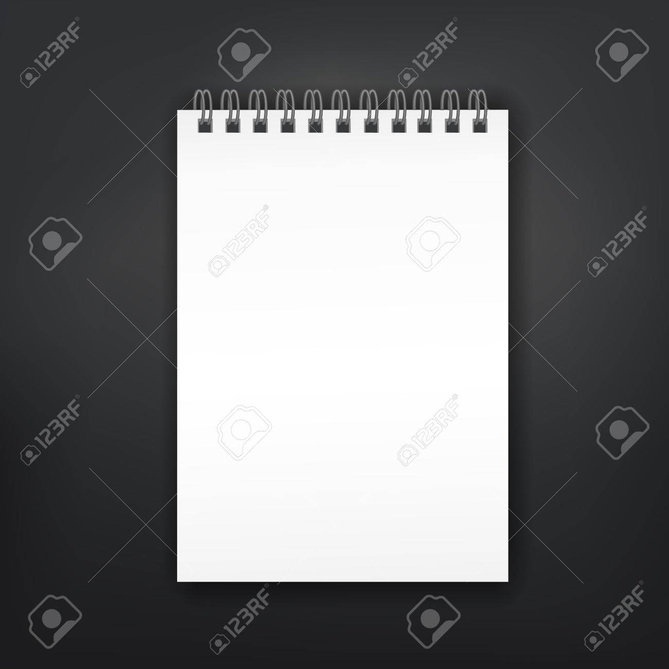 黒の背景に分離された白紙のメモ帳 のイラスト素材 ベクタ Image