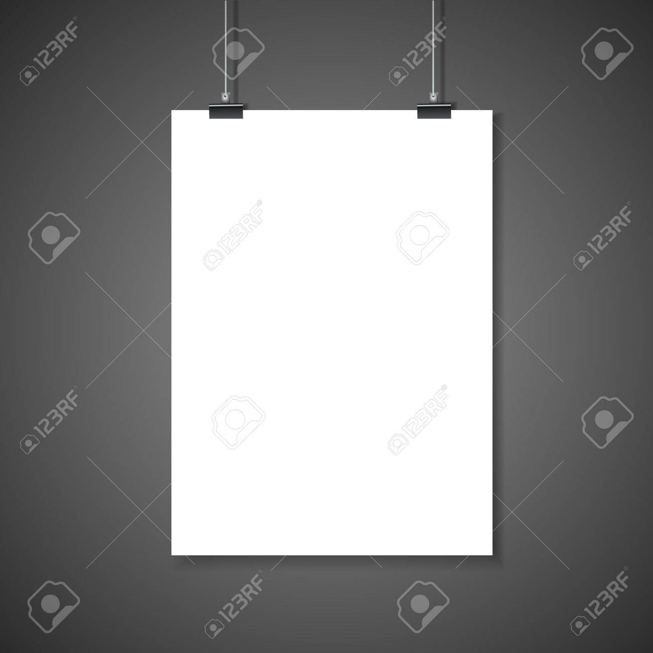 paper blank poster template hanging over wall royalty free cliparts