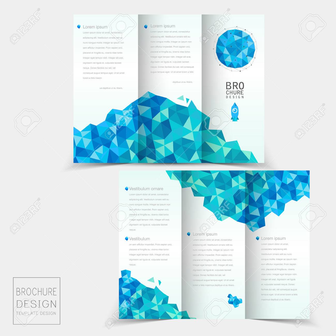 tri fold brochure template design with geometric blue crystal elements stock vector 34810724 - 3 Fold Brochure Design Templates tri fold brochure template design with geometric blue crystal elements stock vector 34810724 - 3 Fold Brochure Design Templates