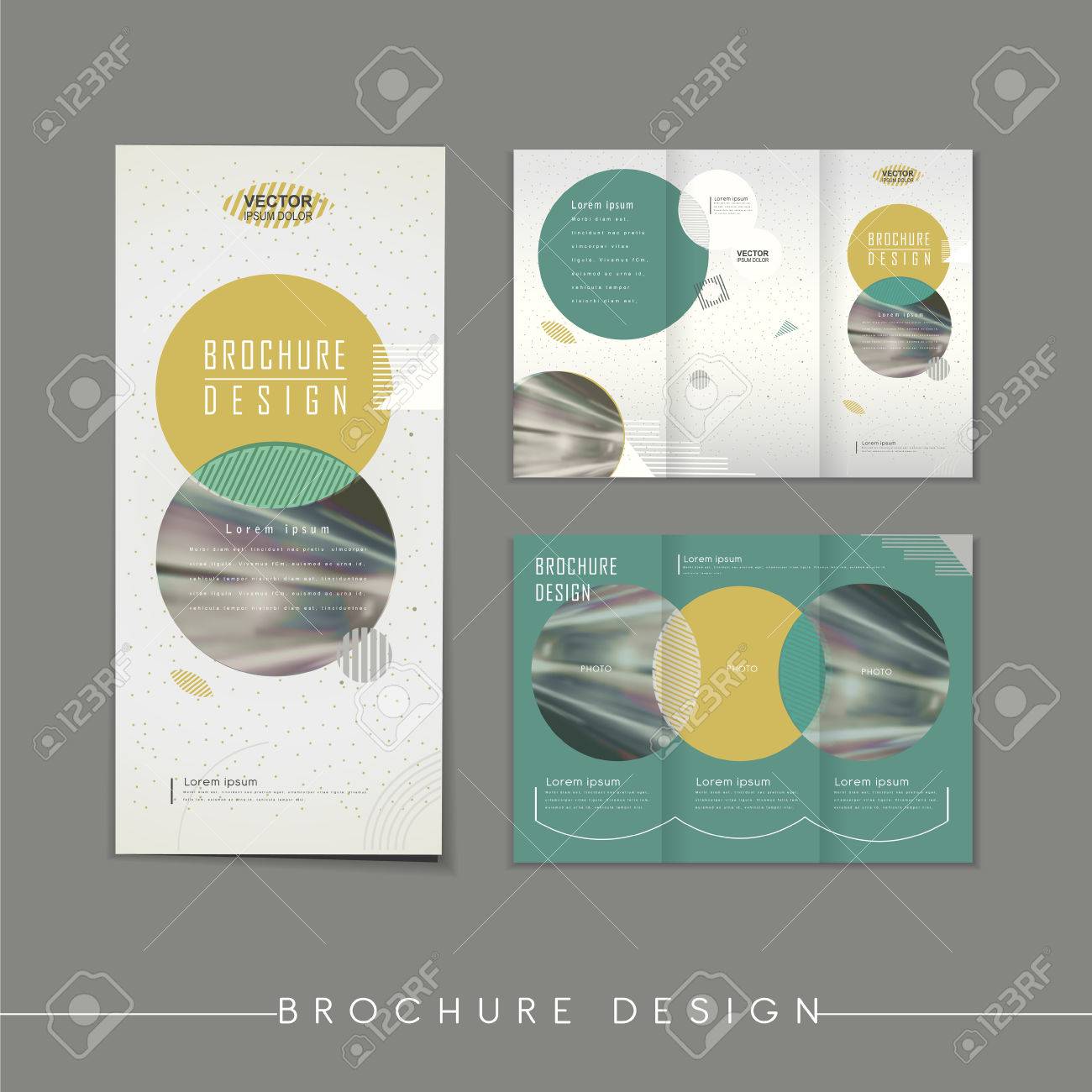 modern abstract tri fold brochure template design with circle